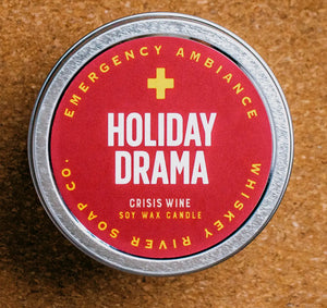 Whiskey River Soap Co. | Holiday Drama Travel Tin - Holiday | Funny Christmas Candle