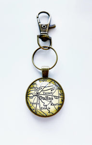 Dallas Texas Map Keychain