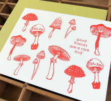 Load image into Gallery viewer, Blackbird Letterpress | Mushrooms Friendship Card