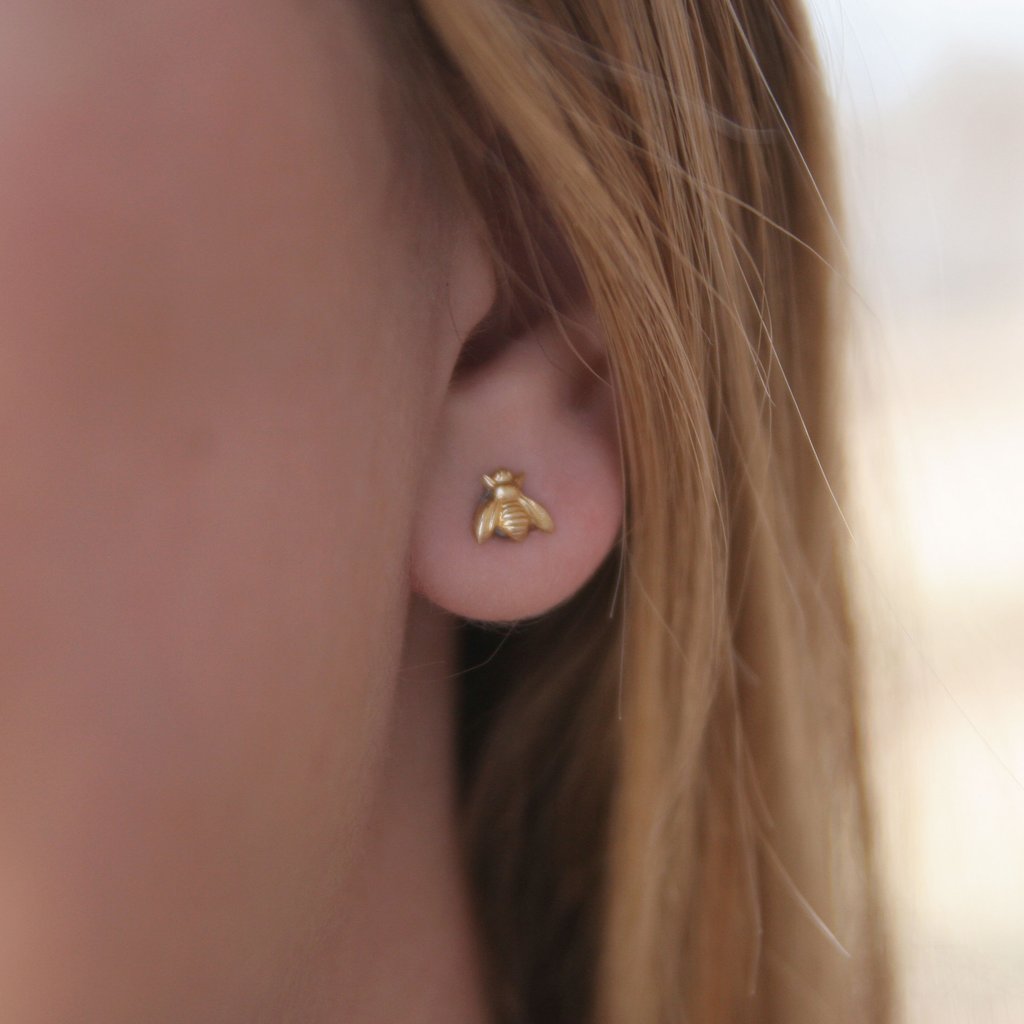 Peachtree Lane | Tiny Bees Brass Earrings