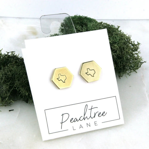 Peachtree Lane | Texas State - Brass Hexagon Cufflinks