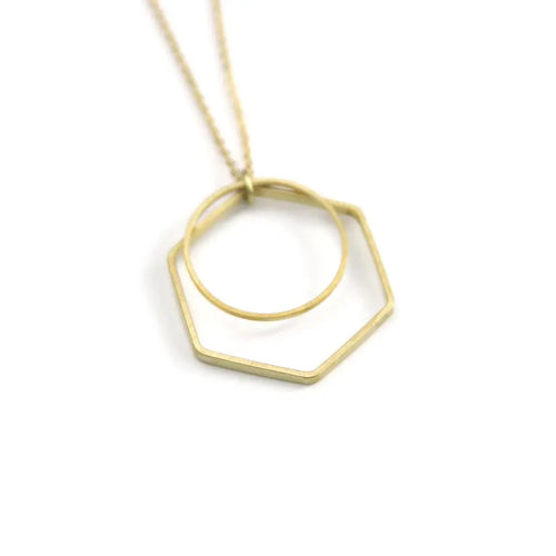 Peachtree Lane | Geometric Layer - Brass Stamped Necklace