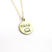 Load image into Gallery viewer, Peachtree Lane | Mama Bear w/ Bear - Circle Brass Stamped Necklace