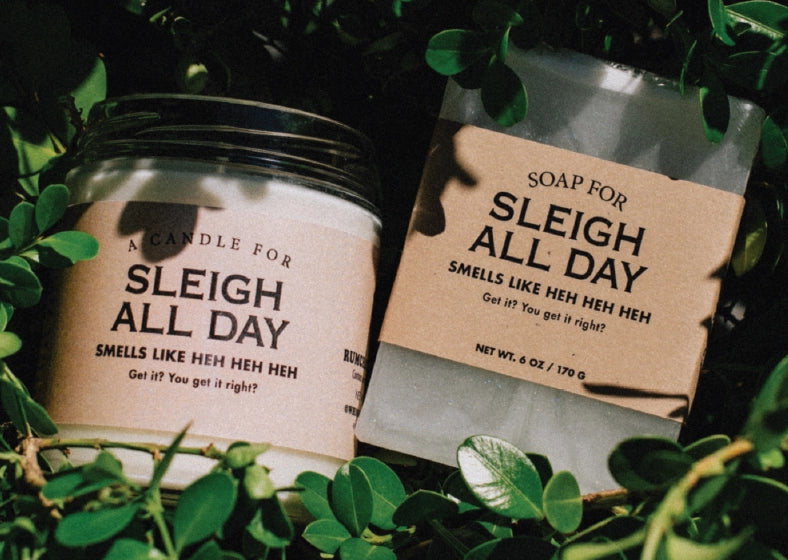 Whiskey River Soap Co. | A Candle For Sleigh All Day- Holiday | Funny Christmas Candle