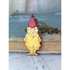 Red Truck Designs | Forest Gnome Necklace Red Elf Necklace Woodland Fairy 20"