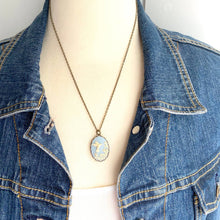 Load image into Gallery viewer, Red Truck Designs | Hummingbird Necklace Petite Light Blue Bird Cameo 18&quot;