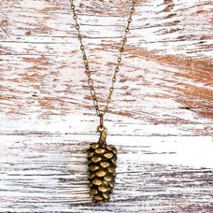 Red Truck Designs | Pinecone Charm Necklace Large Rustic Forest Nature 22"