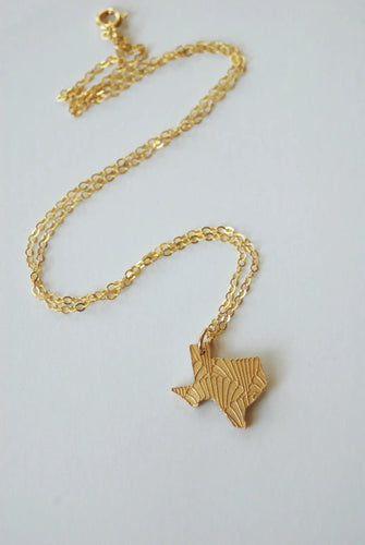 Bang-Up Betty| Art Deco Texas State Shape Necklace
