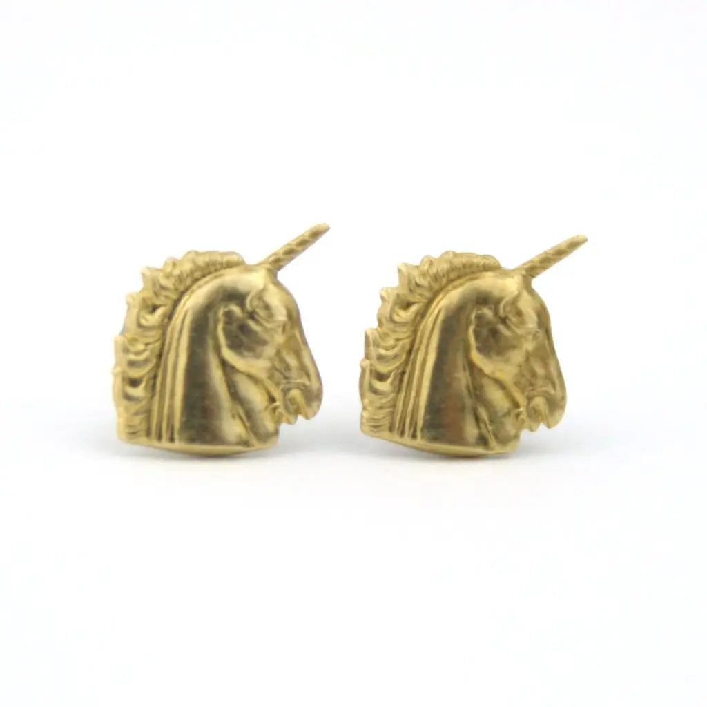 Peachtree Lane | Unicorn Brass Earrings