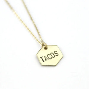 Peachtree Lane | Hexagon Brass Stamped Necklace