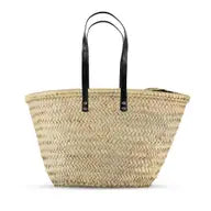 French Market Basket with Leather Straps