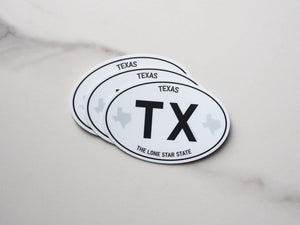 Sentinel Supply | Texas Bumper Sticker 4” Large - TX White oval euro stickers