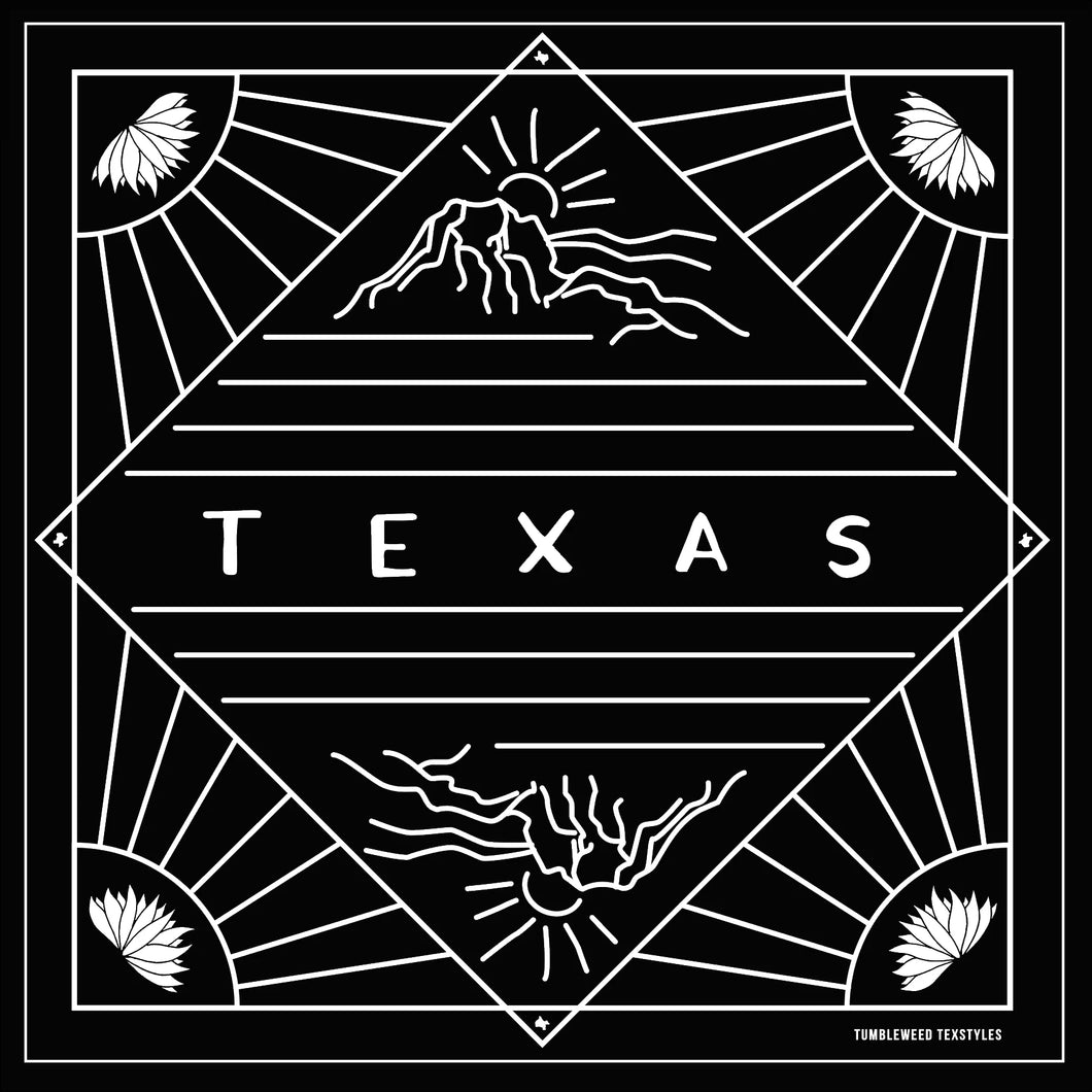 Tumbleweed TexStyles | Texas Landscape Bandana (black)