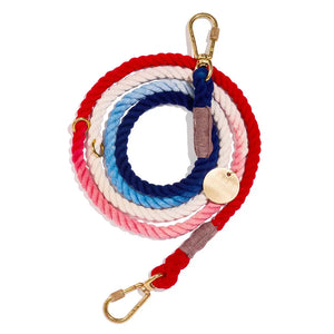 Found My Animal | Red White & Blue Ombré Rope Dog Leash - Medium