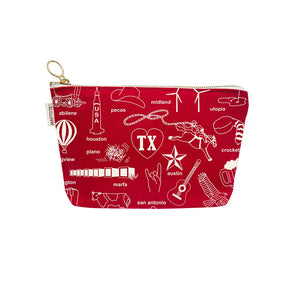 Maptote | Texas Demin Zip Pouch (Charcoal, Natural, Red)