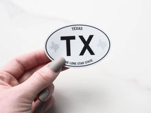 Load image into Gallery viewer, Sentinel Supply | Texas Bumper Sticker 4” Large - TX White oval euro stickers