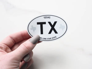 Sentinel Supply | Texas Bumper Sticker 4” Large - TX White oval euro stickers