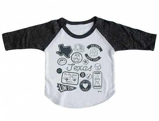 Maptote | Texas Pins & Patches Baby Baseball Tee