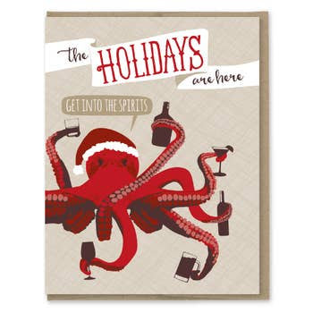 Modern Printed Matter | Get Into the Spirits Octopus Holiday Card