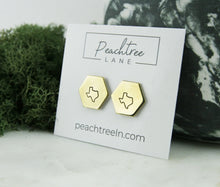 Load image into Gallery viewer, Peachtree Lane | Texas Stamped State Hexagon Earrings