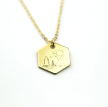 Load image into Gallery viewer, Peachtree Lane | Hexagon Brass Stamped Necklace