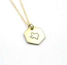 Load image into Gallery viewer, Peachtree Lane | Hexagon Brass Stamped Necklace