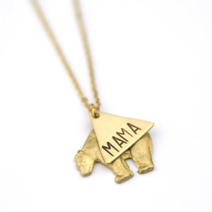 Peachtree Lane | Mama Bear Layer Brass Stamped Necklace