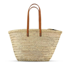 Load image into Gallery viewer, French Market Basket with Leather Straps