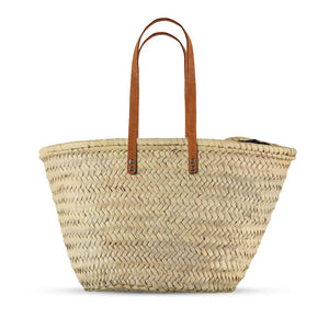 French Market Basket with Leather Straps
