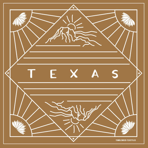 Tumbleweed TexStyles | Texas Landscape Bandana (brown)