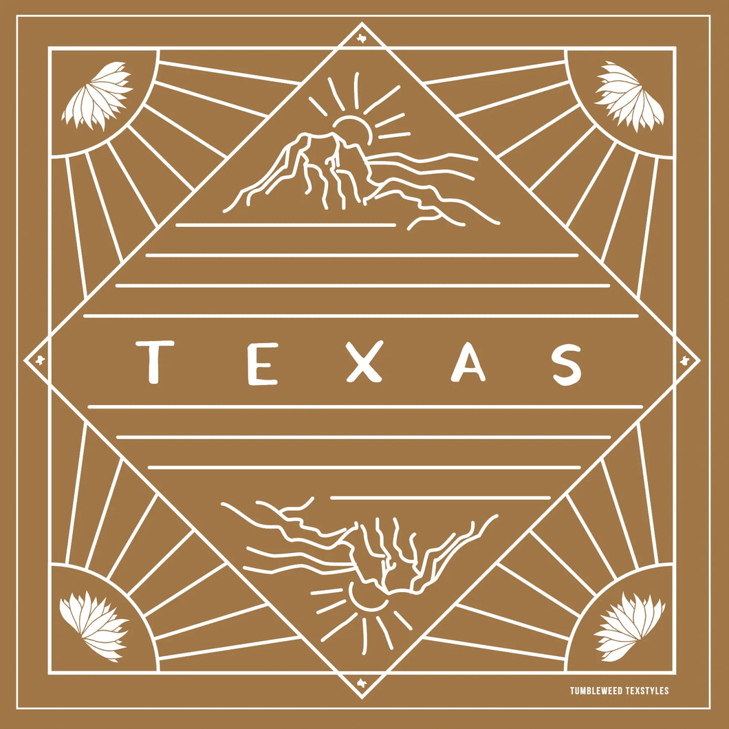 Tumbleweed TexStyles | Texas Landscape Bandana (brown)