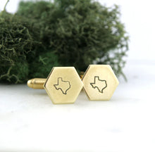 Load image into Gallery viewer, Peachtree Lane | Texas Brass Hexagon Cufflinks